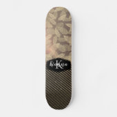 Grafische veren met monogram goudstapes persoonlijk skateboard (Voorkant)