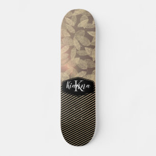 Grafische veren met monogram goudstapes persoonlijk skateboard