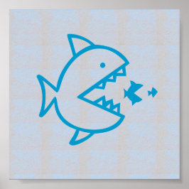 Grafische versieringen Zee Beach FISH EAT FISH Poster