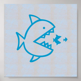 Grafische versieringen Zee Beach FISH EAT FISH Poster