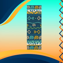 Grafische vis met meetkunde op donkerblauw