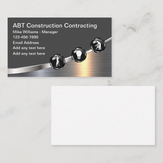 Grafische Visitekaartjes van bouwcontractant (Voorkant / Achterkant)