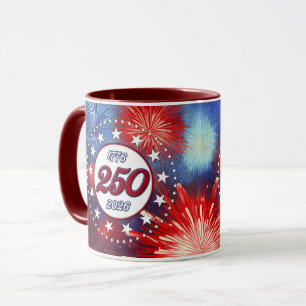 Grafische vuurwerk explosie voor Amerika's 250e ve Mok