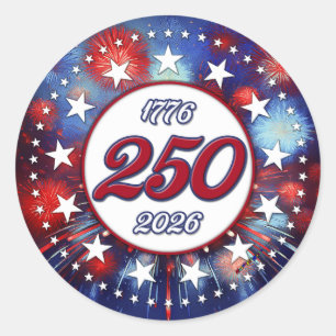 Grafische vuurwerkexplosie voor Amerika's 250e ver Ronde Sticker