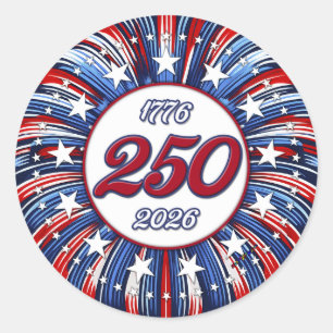 Grafische vuurwerkpops voor Amerika's 250e verjaar Ronde Sticker