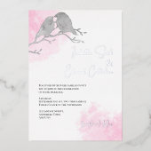 Grafische Waterverf Grijze veulen Roze kleurwas Folie Uitnodiging (Voorkant)