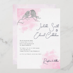 Grafische Waterverf Grijze veulen Roze kleurwas Folie Uitnodiging