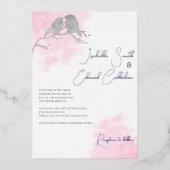 Grafische Waterverf Grijze veulen Roze kleurwas Folie Uitnodiging (Voorkant)