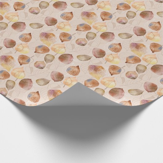 Grafische Waterverf Leaf Autumn Design Cadeaupapier (Hoek)