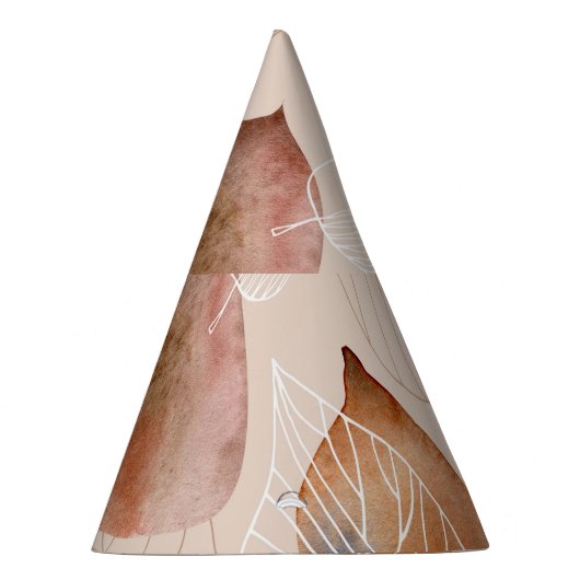 Grafische Waterverf Leaf Autumn Design Feesthoedjes (Rechts)