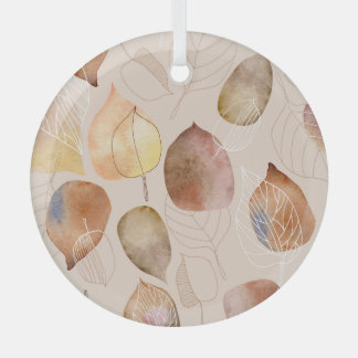 Grafische Waterverf Leaf Autumn Design Glas Ornament