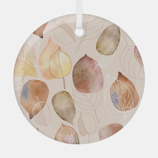 Grafische Waterverf Leaf Autumn Design Glas Ornament (Voorkant)