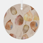 Grafische Waterverf Leaf Autumn Design Glas Ornament (Achterkant)