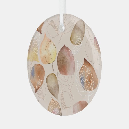 Grafische Waterverf Leaf Autumn Design Glas Ornament (Voorkant links)