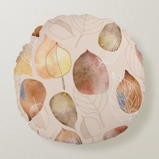 Grafische Waterverf Leaf Autumn Design Rond Kussen