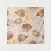 Grafische Waterverf Leaf Autumn Design Wandkleed (Voorkant (horizontaal))