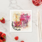  grafische Waterverf Roze fiets 55e verjaardag Servet (Insitu)