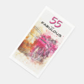 grafische Waterverf Roze fiets 55e verjaardag Servet (Hoek)