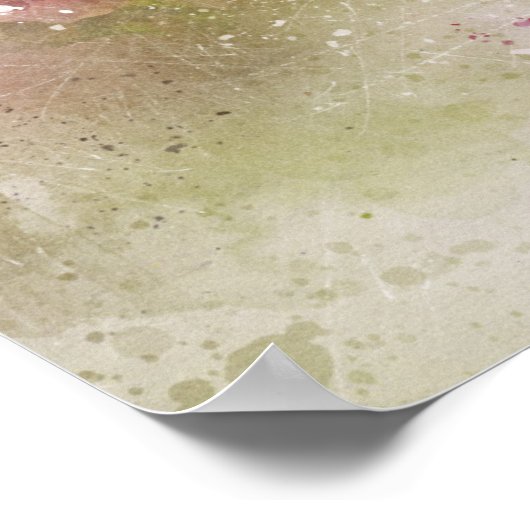  grafische Waterverf Shabby roze rozen in bas Poster (Hoek)