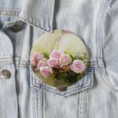 grafische Waterverf Shabby roze rozen in bas Ronde Button 4,0 Cm (In situ)