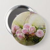 grafische Waterverf Shabby roze rozen in bas Ronde Button 4,0 Cm (Voorkant /achterkant)