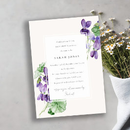 grafische Waterverf Violet Floral Baby shower Kaart