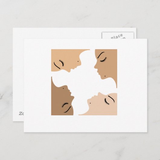 Grafische weergave van eenheid tussen mooie vrouwe briefkaart (Voorkant / Achterkant)