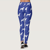 GRAFISCHE WEIMARANER SILHOUETTE WHITE & BLAUW LEGG LEGGINGS (Achterkant)