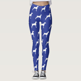 GRAFISCHE WEIMARANER SILHOUETTE WHITE & BLAUW LEGG LEGGINGS