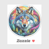 Grafische Wolf met wervelende bos Sticker (Vel)