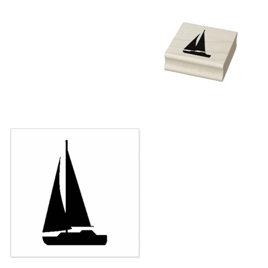Grafische zeilboot 2 inch Rubber Stamp Rubberstempel (Gestempeld)