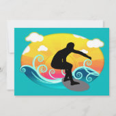 Grafische zon, oceaan en surfer kaart (Voorkant)
