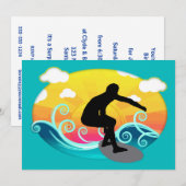 Grafische zon, oceaan en surfer kaart (Voorkant / Achterkant)