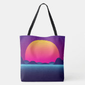 Grafische zonsondergang tote bag (Achterkant)