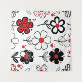 Grafische zwarte bloem stijl wandkleed (Voorkant (horizontaal))