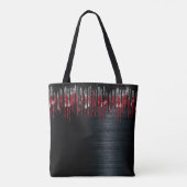 Grafische zwarte en rode zilverglitter druipt mono tote bag (Achterkant)