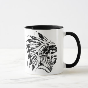 GRAFISCHE ZWARTE EN WITTE NATIEVE AMERIKAANS MOK