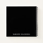Grafische zwarte monogram kalligrafie notitieboek (Achterkant)
