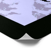 grafische zwarte wereldkaart poster (Hoek)