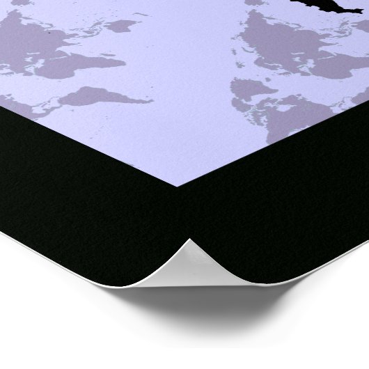 grafische zwarte wereldkaart poster (Hoek)