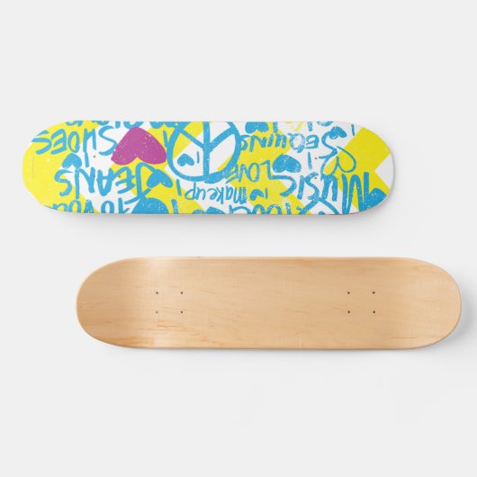 Grafitti Aqua-Paars Skateboard (Horizontaal)