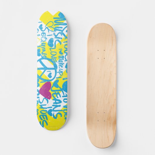 Grafitti Aqua-Paars Skateboard (Voorkant)