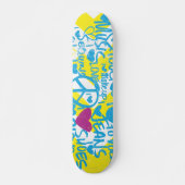 Grafitti Aqua-Paars Skateboard (Voorkant)