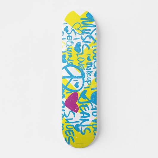 Grafitti Aqua-Paars Skateboard (Voorkant)