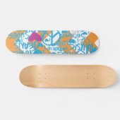 Grafitti Aqua-Paars Skateboard (Horizontaal)