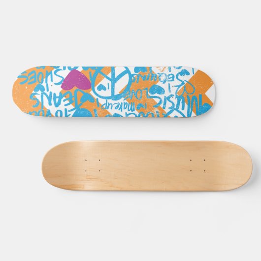 Grafitti Aqua-Paars Skateboard (Horizontaal)