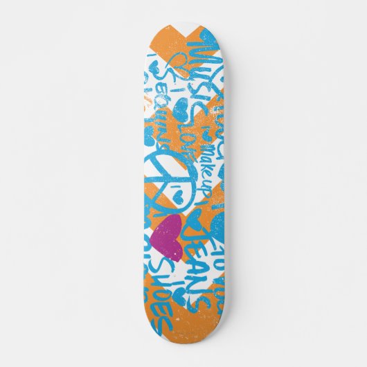 Grafitti Aqua-Paars Skateboard (Voorkant)