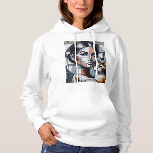 Grafitti Cat Lady Hoodie (Voorkant)