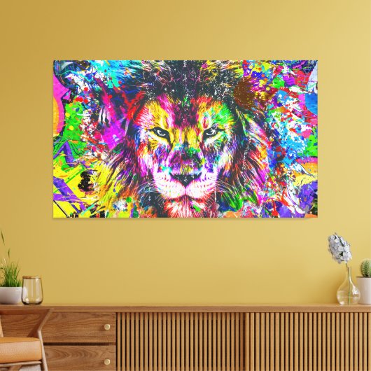 Grafitti Lion Canvas Afdruk (Insitu (Woonkamer))