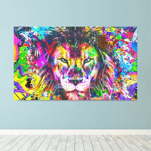 Grafitti Lion Canvas Afdruk (Insitu (Houten vloer))